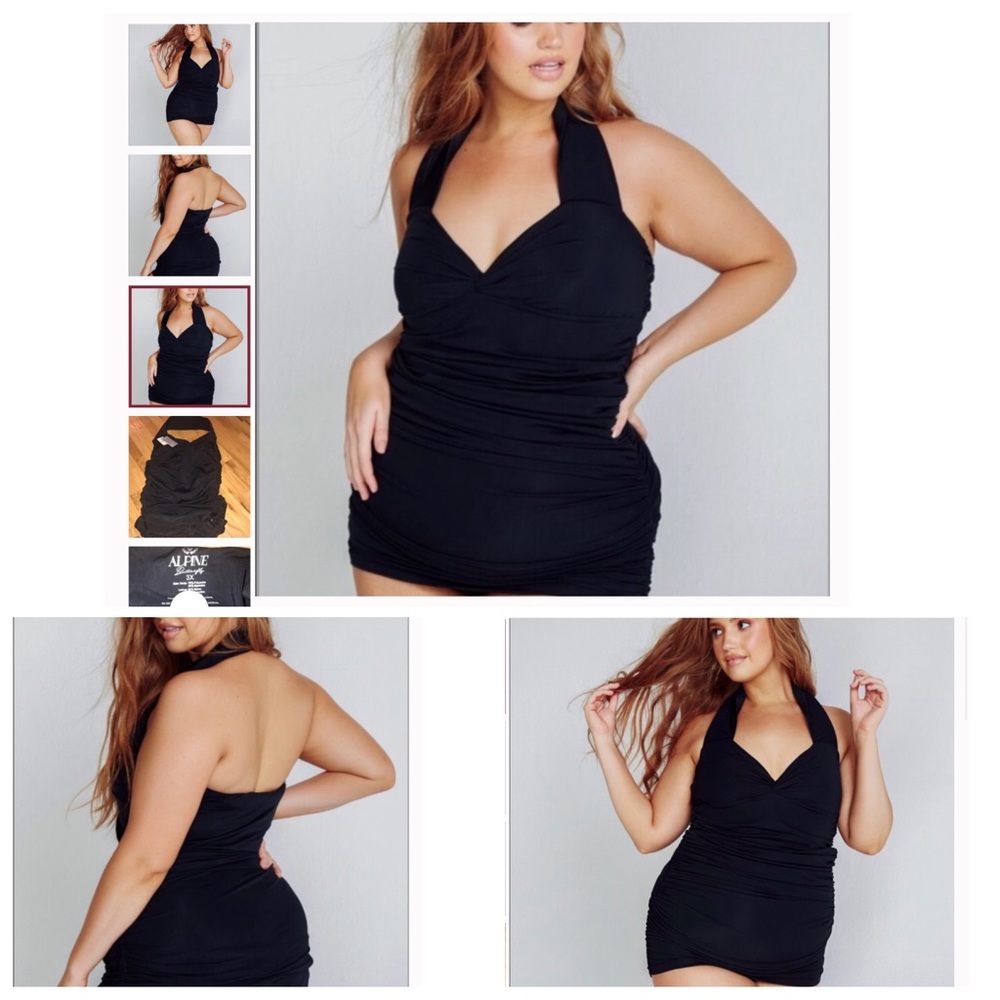 Alpine Butterfly 3X Blk Halter 1-Piece Swim NWT